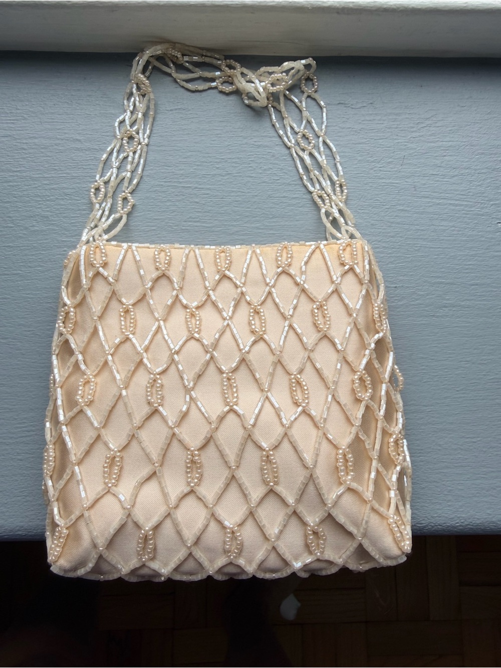 Delicate Beaded Evening Bag in Cream